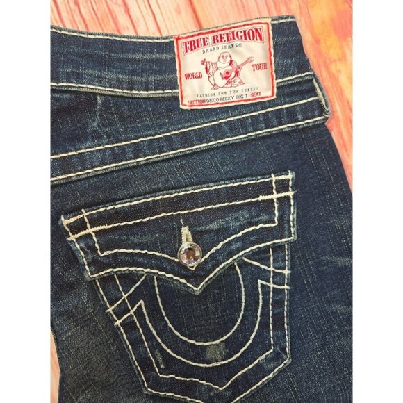 True Religion Disco Becky Big T Womens Bootcut Jeans 28 (31x31) Dark Wash USA - Picture 6 of 10